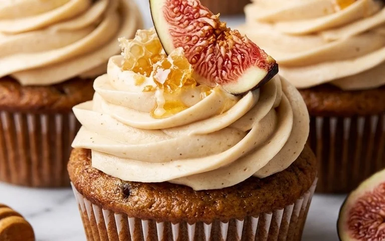 Fig Cupcakes with Honey Cream Cheese Frosting